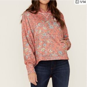 HOOEY Oversized Poppy Pink Floral Western Hoodie NEW